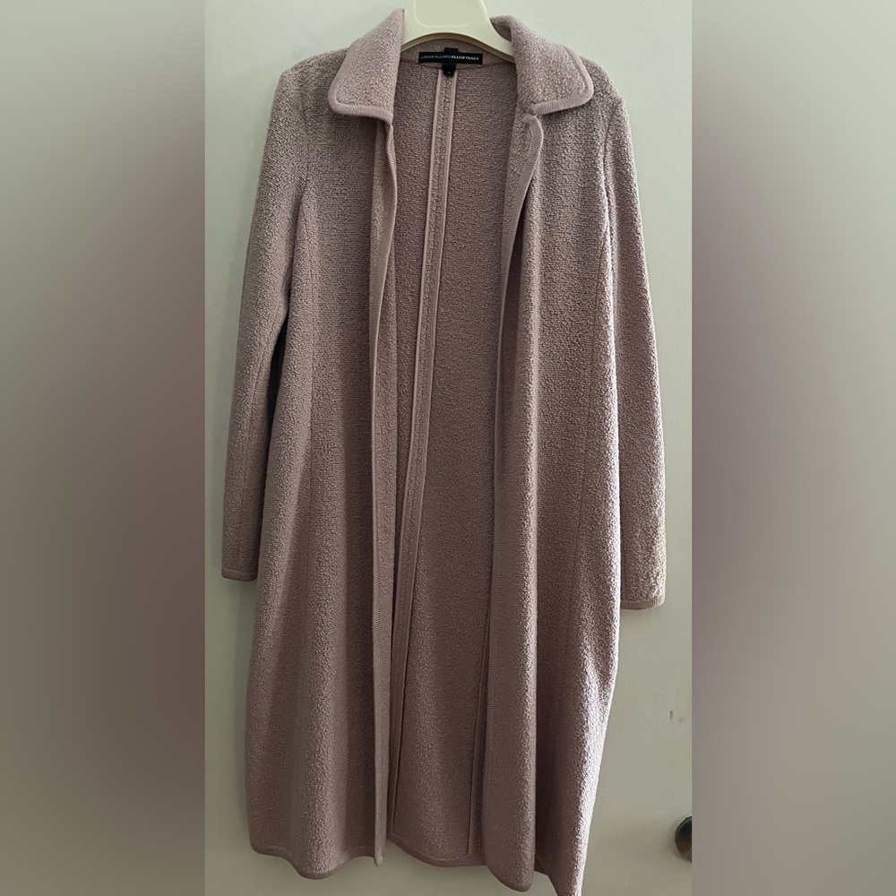 Vintage Linda Allard for Ellen Tracey Dusty Rose Long Cardigan Size 4
